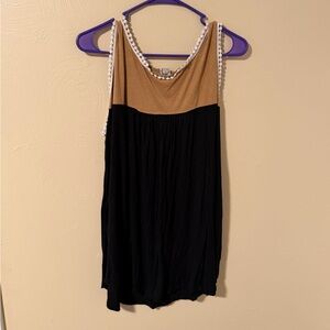 Black & Brown Top with White Trim